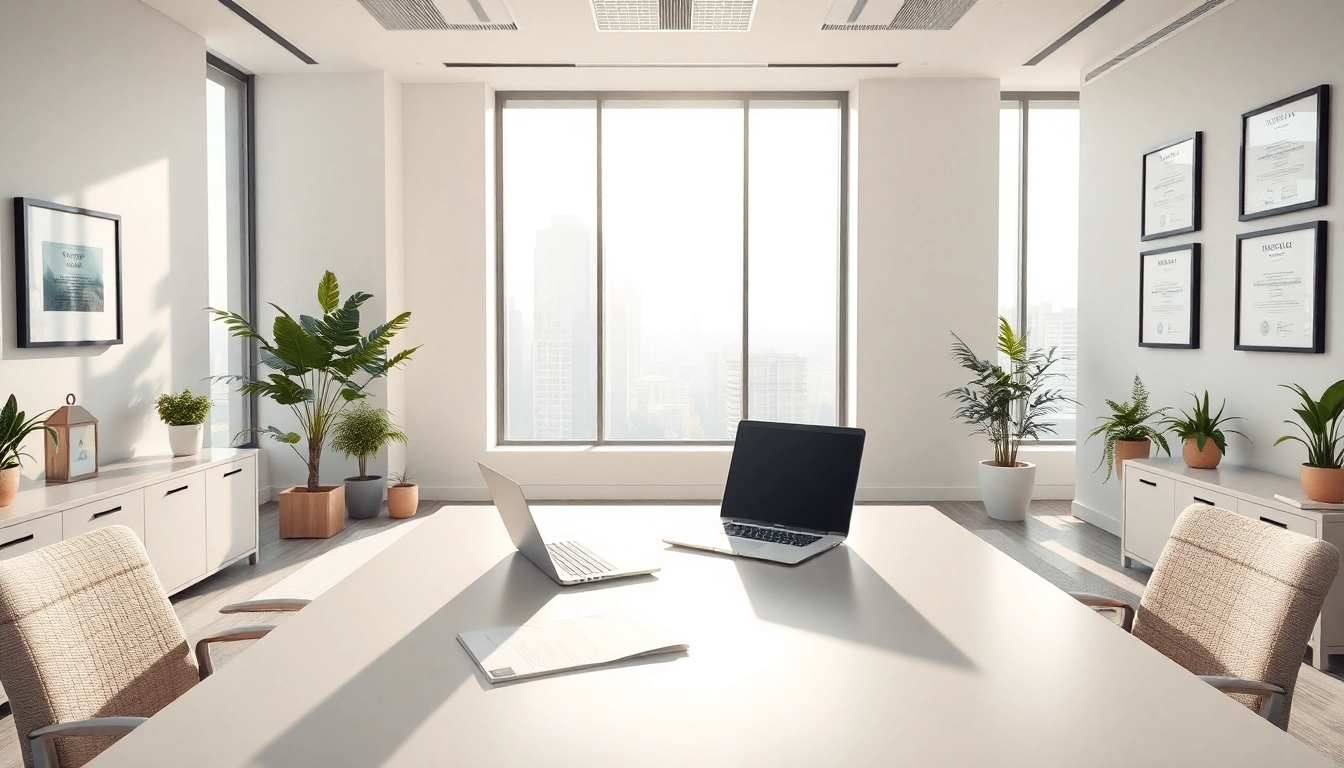 Showcase of a registered office address in a bright office setting with modern decor and equipment.