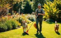 Efficient Alamo Ranch poop scooper ensuring a clean yard, showcasing professional pet waste removal services.