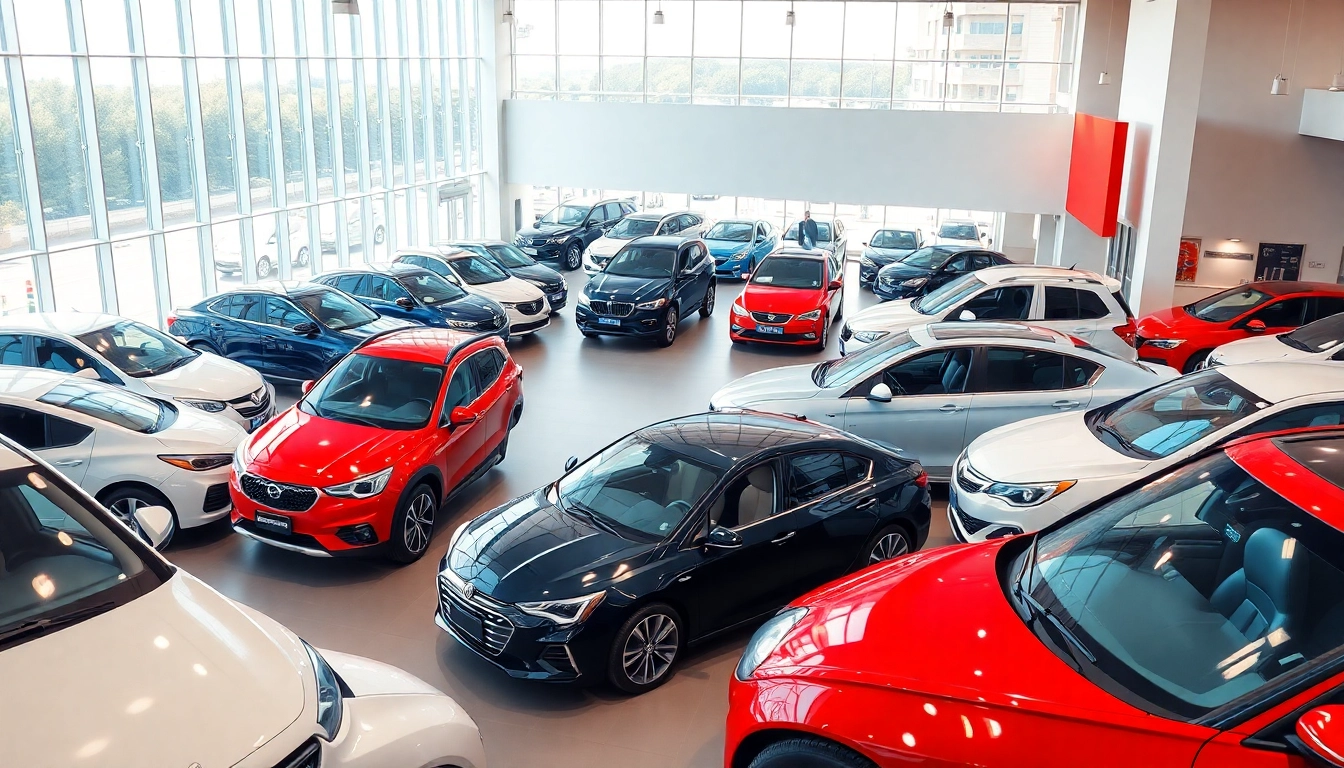 Find Used Vehicles in a vibrant car showroom showcasing various models and styles.