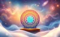 Calculate your destiny matrix with this captivating calculator illustration, revealing mystical elements.