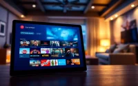 Enjoy IPTV Subscription with a dynamic digital interface showcasing various streaming channels.