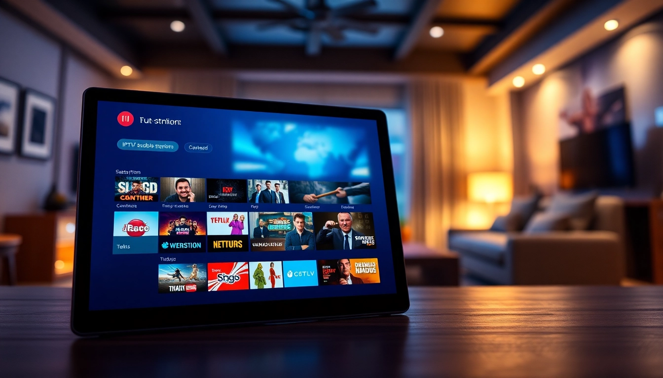 Enjoy IPTV Subscription with a dynamic digital interface showcasing various streaming channels.