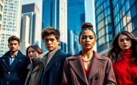Models of Modelagentur Zurich posing confidently in an urban setting with stylish outfits.