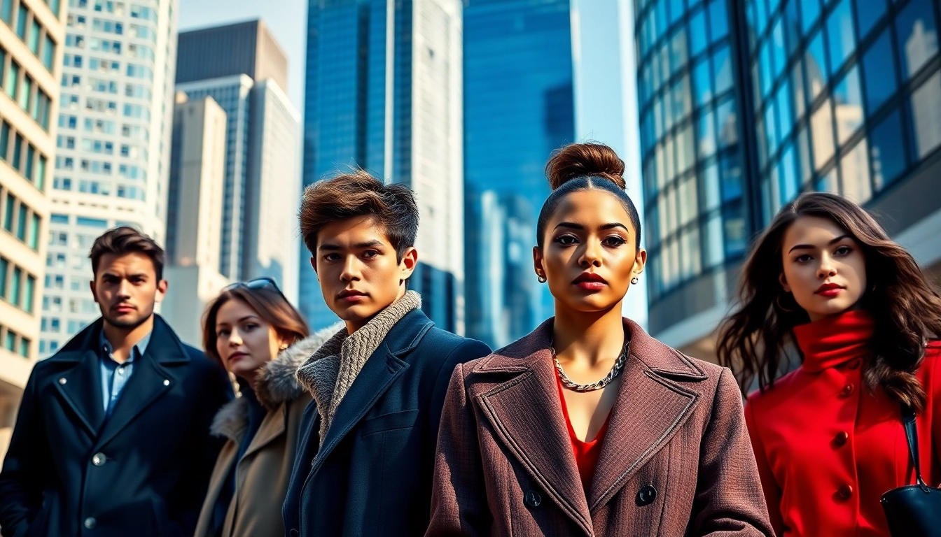 Models of Modelagentur Zurich posing confidently in an urban setting with stylish outfits.