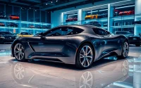 Showcasing the perfect car in an elegant indoor showroom with polished decor.