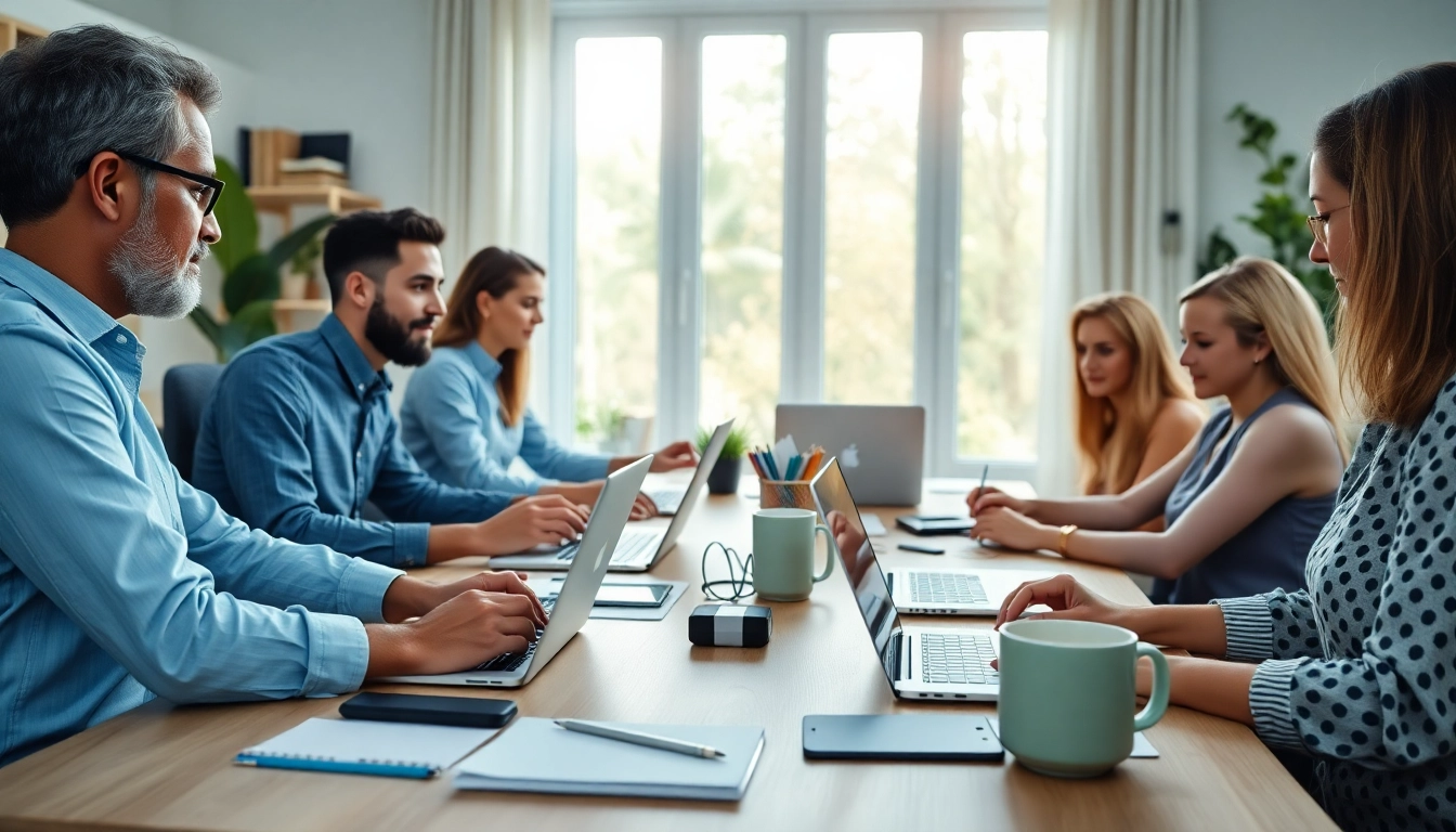 Engaged team working in a bright home office, showcasing part time work from home jobs ph opportunities.