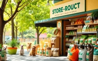 Shop for organic pet supplies near me featuring vibrant displays and a welcoming atmosphere.