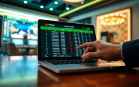 Membaca hasil taruhan di Macau dengan fokus pada laptop berkilau.