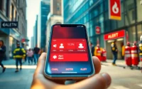 Receive real-time safety alerts through a smartphone in an urban environment.