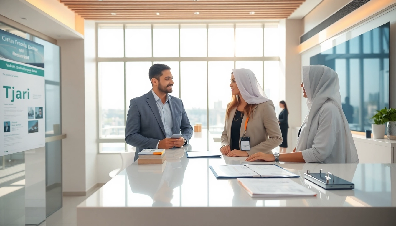 Visual representation of the ejari cancellation​ process with a tenant at a Real Estate Services Centre.