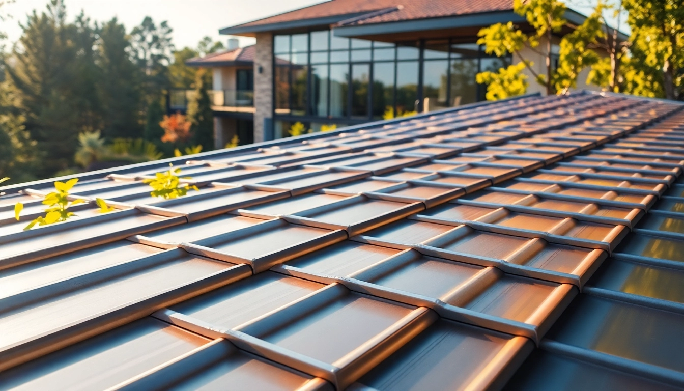 Showcasing luxury metal roofing with sleek shingles on a stylish contemporary home.