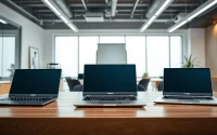 Vea los laptops Huawei, incluyendo MateBook X Pro, en un ambiente de trabajo moderno.