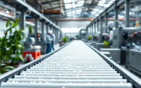 Efficient powder conveyor system operating in a busy industrial environment.