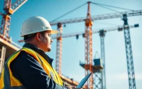 Manage NVQ Level 4 Crane supervisor answers while ensuring safety on-site with a professional overseeing operations.