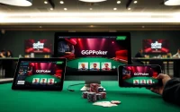 使用GGPoker客户端在现代扑克室中进行在线游戏的玩家的设备界面。