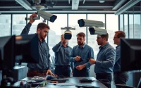 Installing advanced edmonton tech security systems with professional technicians in an office.
