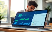 Analyze the IPTV Reseller Panel showcased on a laptop in a modern office environment.