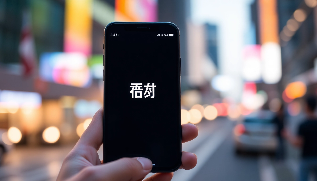 Engage with the 美洽下载 app on a smartphone showcasing its unique interface and vibrant city background.