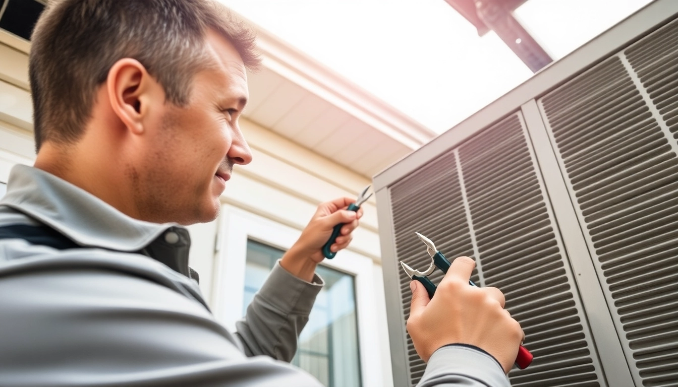 Expert AC repair service technician working on air conditioning unit in Mesa, AZ.