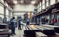 Metal manufacturer Edmonton showcasing skilled artisans in a busy fabrication workshop.