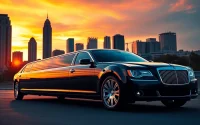 Experience premium car service Atlanta with our luxurious limousine in downtown setting.