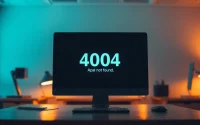 View a 404 Not Found error screen with line電腦版下載 in a modern office setup, highlighting user experience issues.