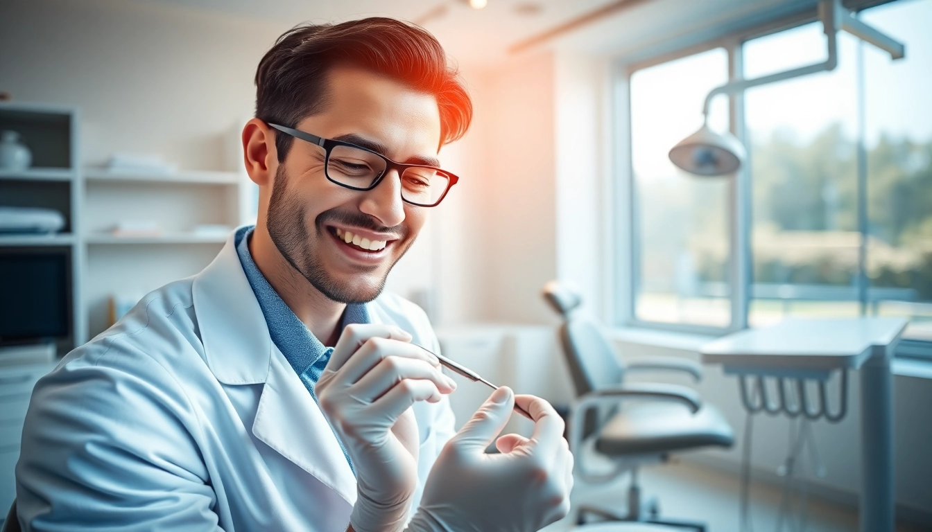 Orthodontics consultation showing a caring orthodontist in a modern clinic setting.
