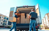 Efficient man and van moving team expertly relocating items in an urban setting.