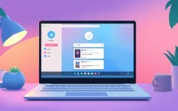 Explore Telegram電腦版 on a sleek laptop set in a stylish workspace, highlighting its user interface features.