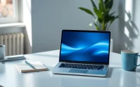 Download the 電腦版line下載 application on a sleek laptop, enhancing communication.