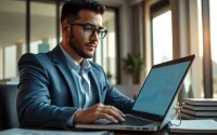 Finance expert evaluates what is the prime rate today, showcasing analysis tools in a modern office.