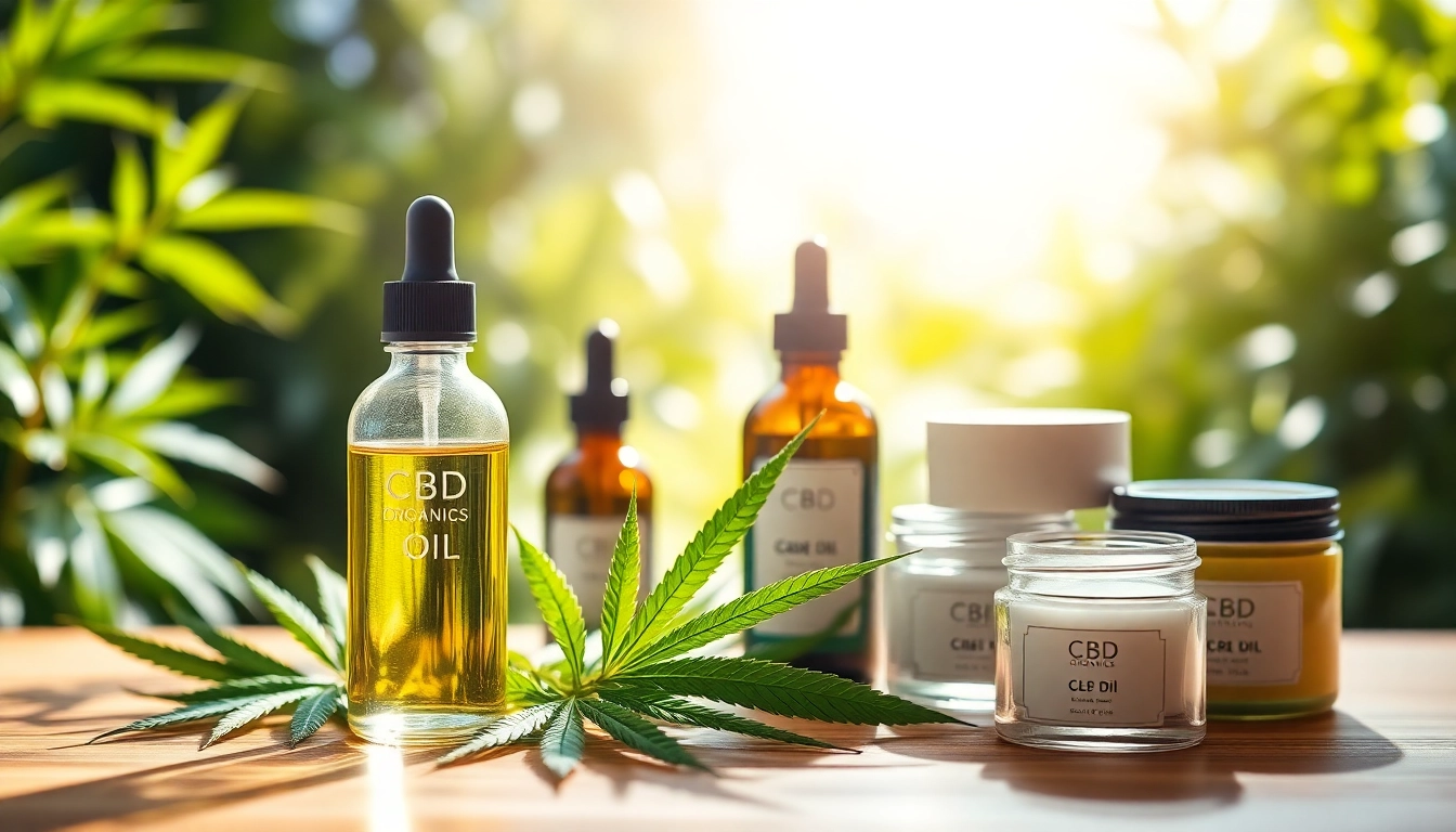 Showcase of premium cbd organics products set in a natural, tranquil environment.