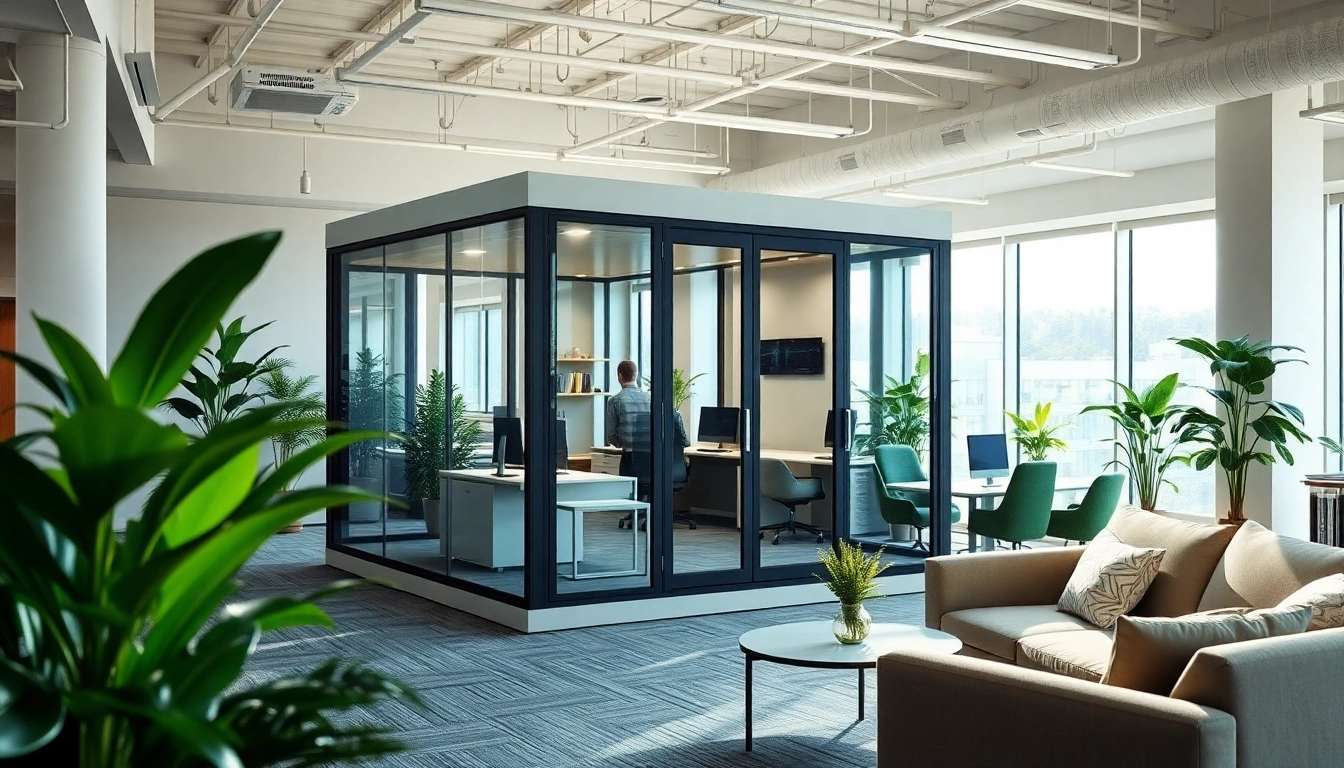 Innovative modular office pod enhancing productivity in a bright workspace.
