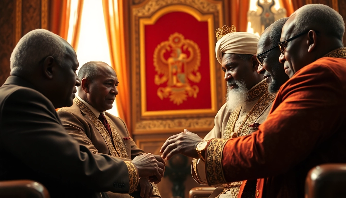 Leaders discussing the implications of Russian influence in Africa during a diplomatic meeting.