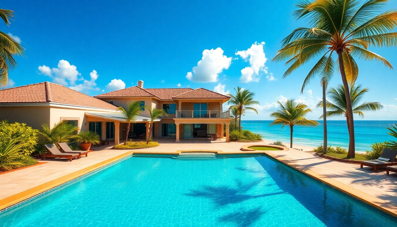 Explore beautiful Belize Real Estate featuring a luxurious beachfront property with a stunning pool.