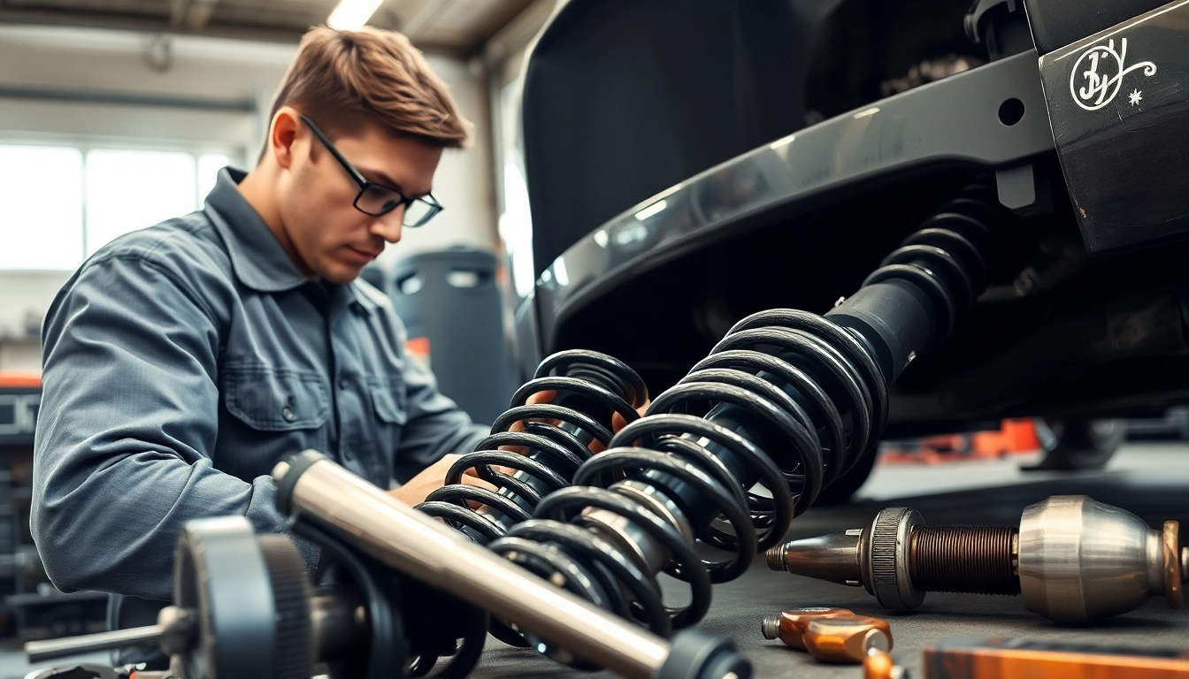 Realizando mantenimiento suspension con un mecánico en un taller profesional.