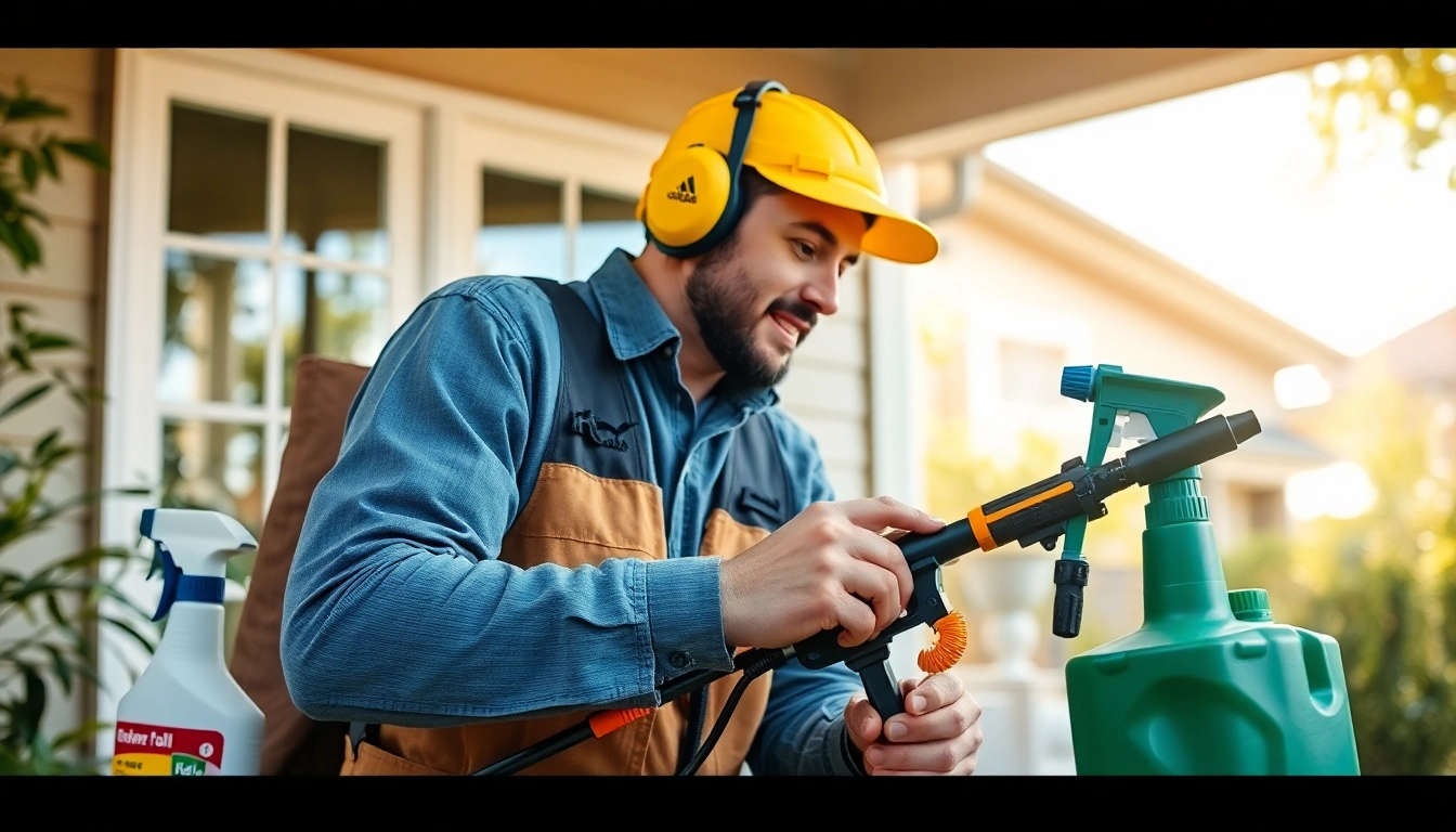 Expert pest control technician applying treatment in a home environment for effective pest management.