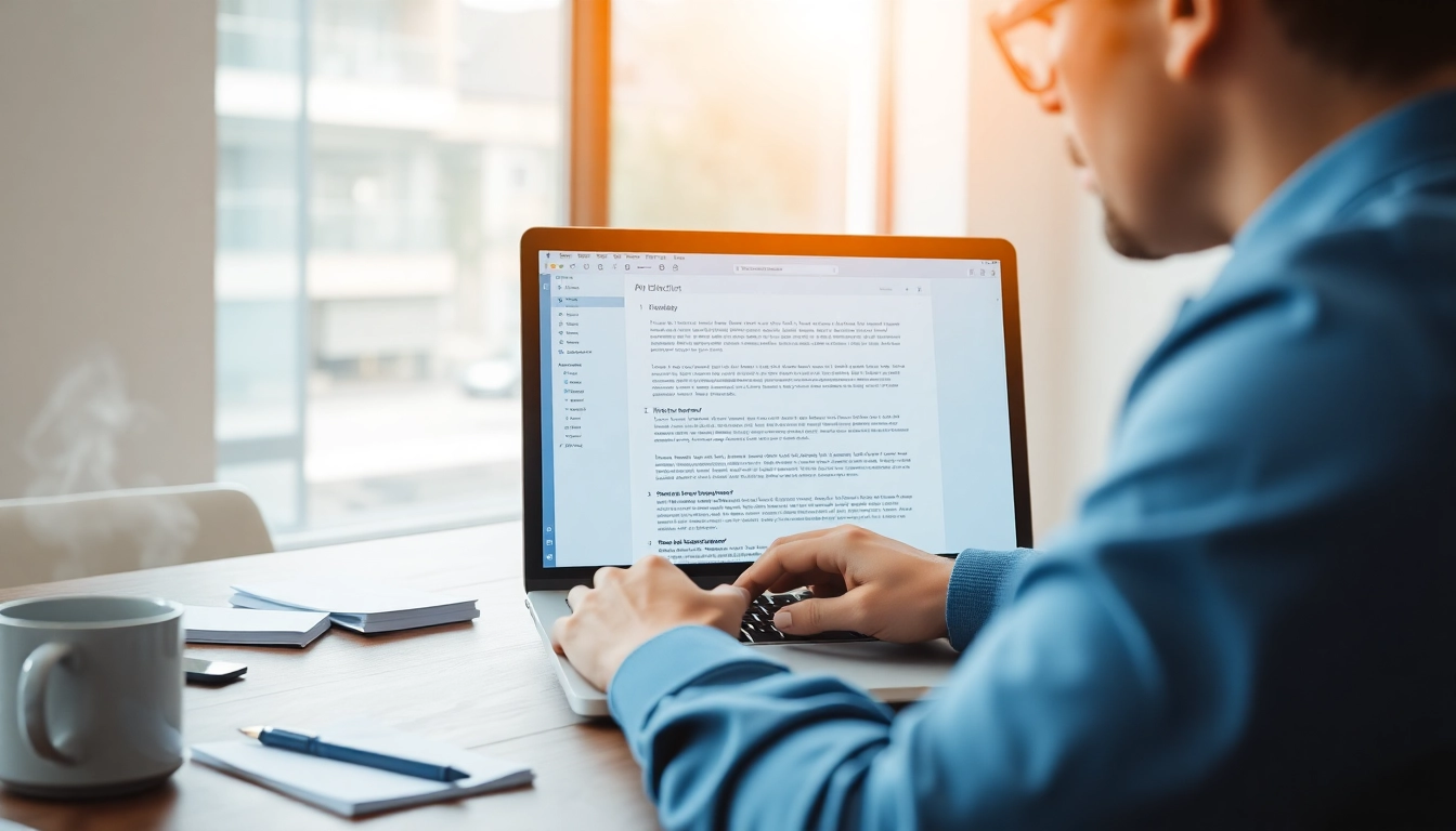 Evaluate text with an ai detector tool on a modern laptop in a bright office.
