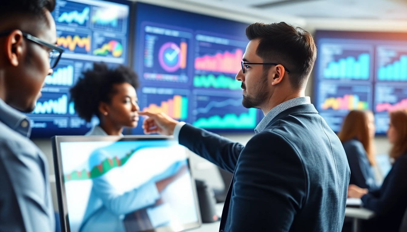 Engaging team using AI for competitor analysis demonstrated through insightful data visuals.