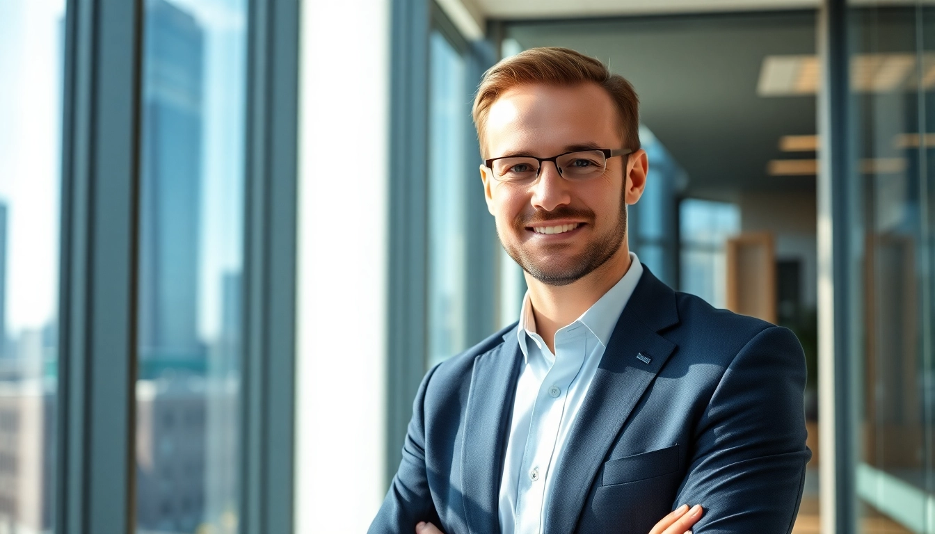 Thomas Schinecker presenting in a professional office environment, exuding confidence and leadership.