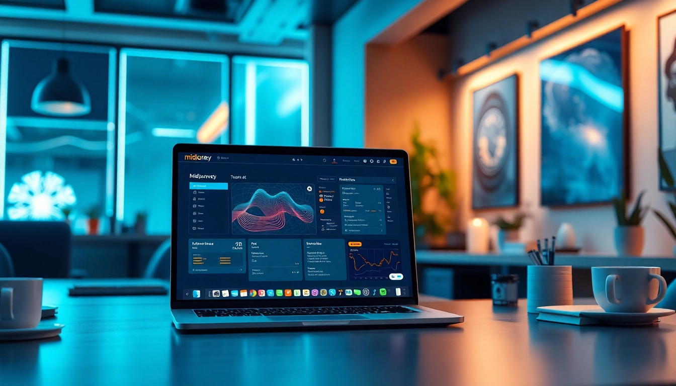 Showcasing the functionality of the midjourney api in a creative workspace.