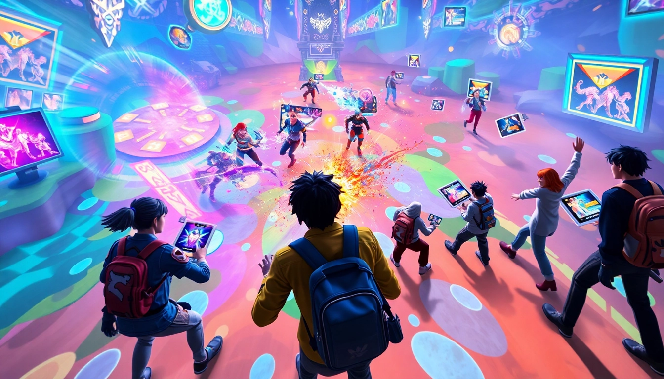 Capture the excitement of the dede game with players immersed in a vibrant digital landscape.