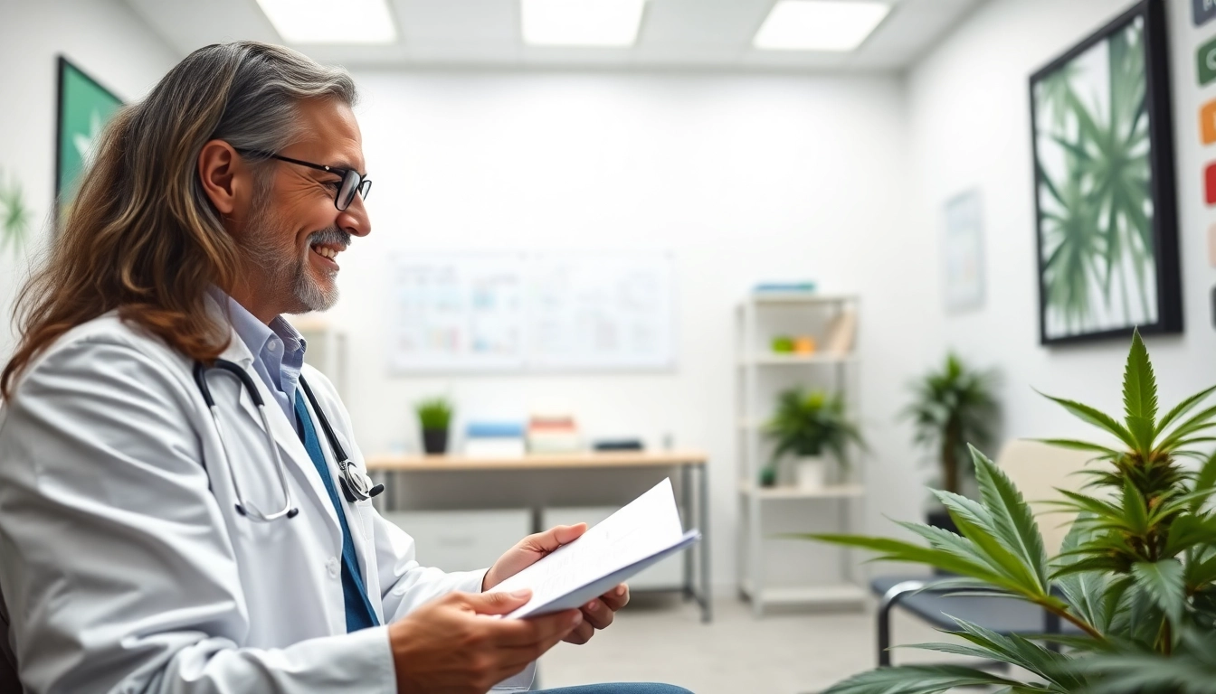 Consultation for a medical marijuana card online with a friendly doctor and patient.