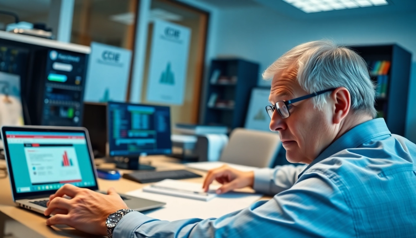 Engaged learner preparing for the Rent CCIE number exam with networking tools.