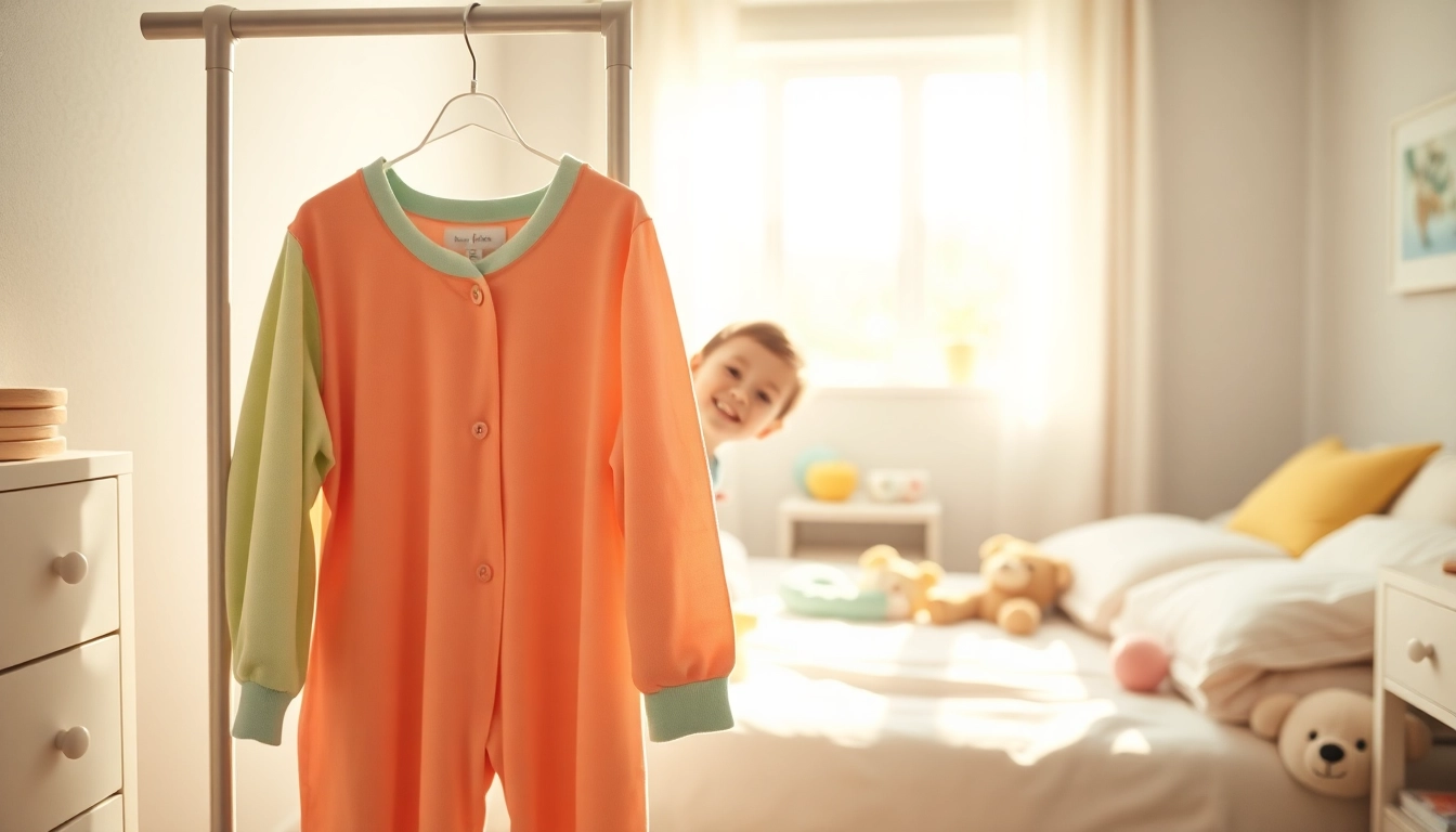 Showcasing a toddler smiling while wearing Bamboo kids pajamas on a sunny morning.