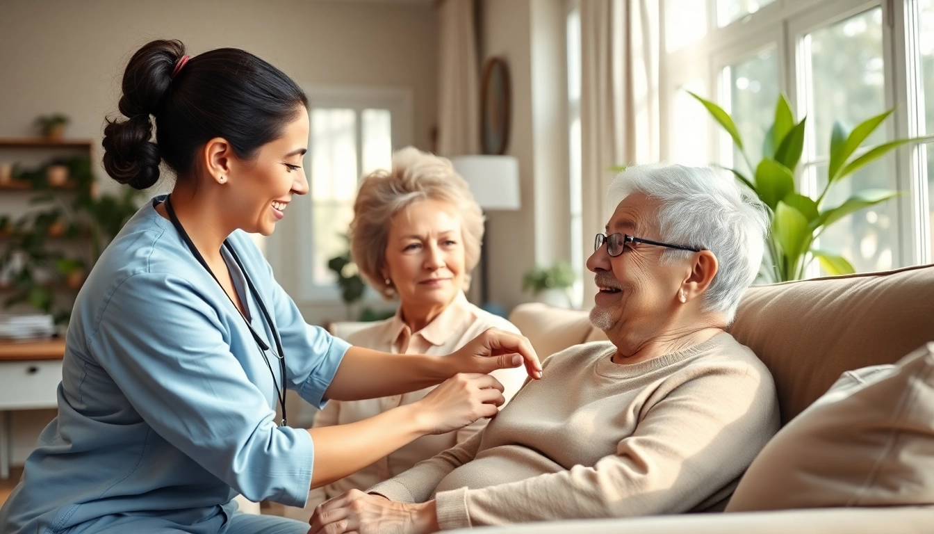 Providing in home care austin tx, a caregiver assists an elderly person in a cozy living room.