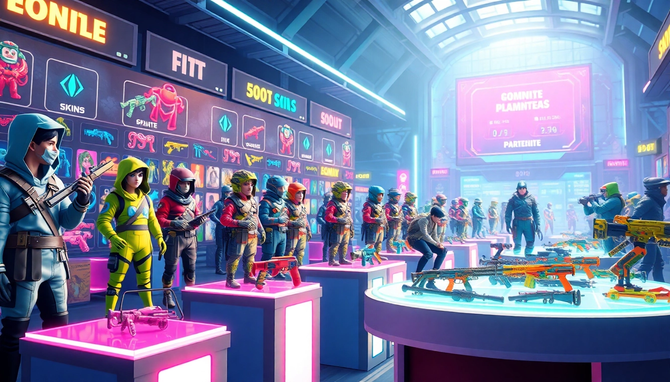 Membeli item game di toko virtual yang ramai, menampilkan berbagai benda permainan menarik.