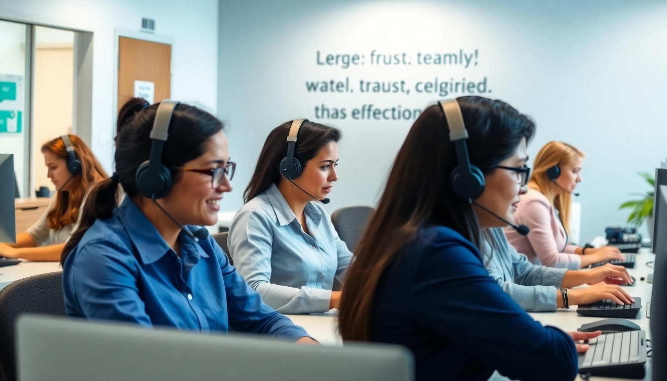 Callzent agents providing exceptional customer service in a vibrant, professional call center.
