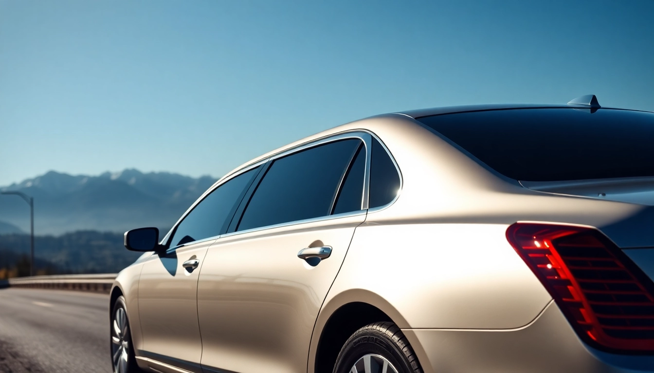 Experience Vancouver to Seattle Car Service in a luxurious limousine on a scenic road.