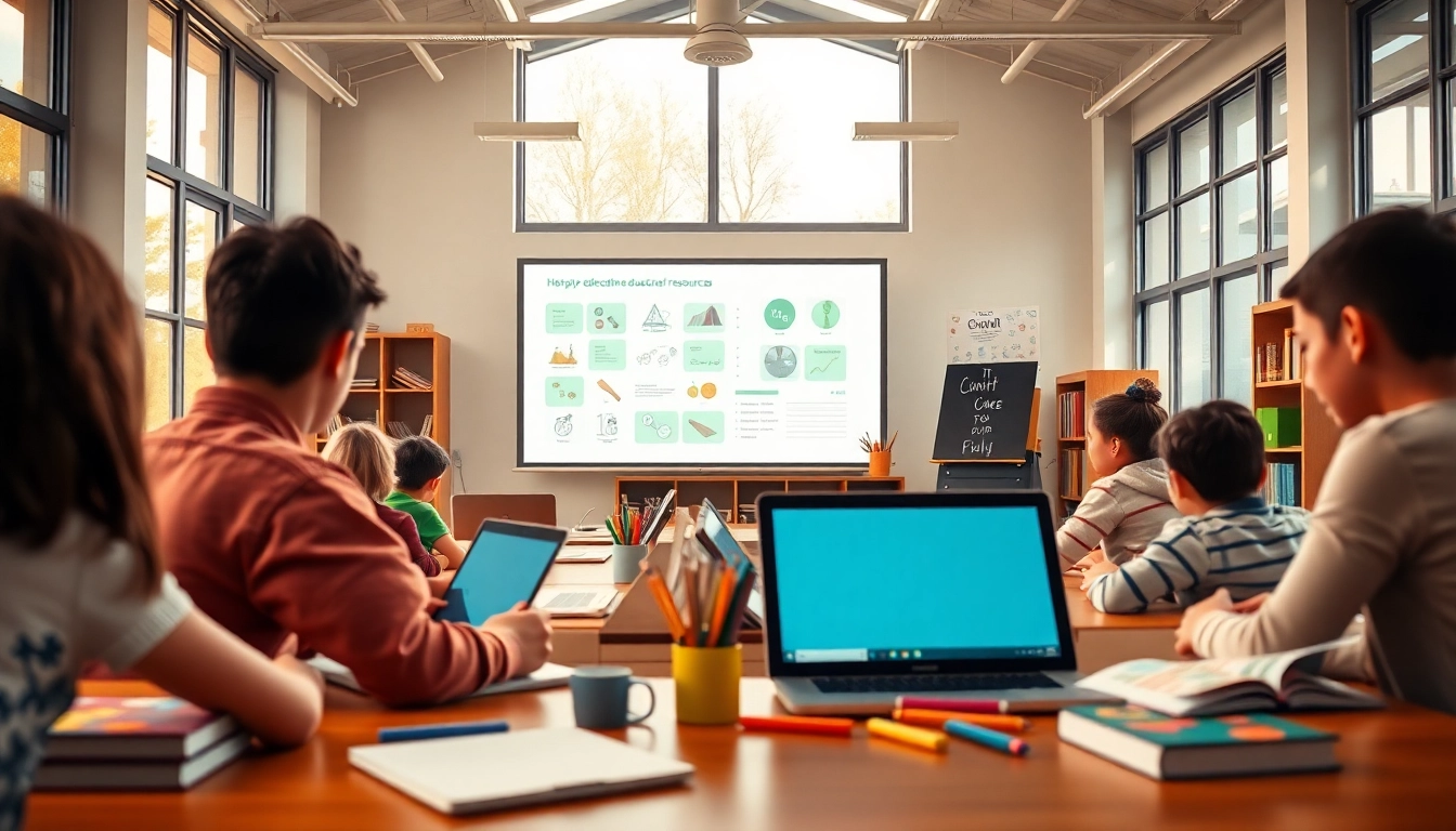 Engage with educational resources in a vibrant classroom environment promoting collaborative learning.